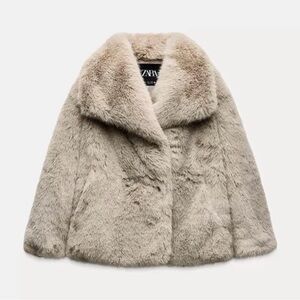 ZARA Beige Faux Fur coat